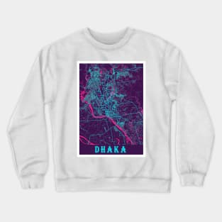 Dhaka Neon City Map, Dhaka Minimalist City Map Art Print Crewneck Sweatshirt